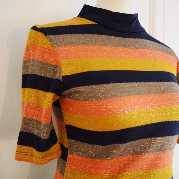 Zara Tops - ZARA Mock Neck Striped Top